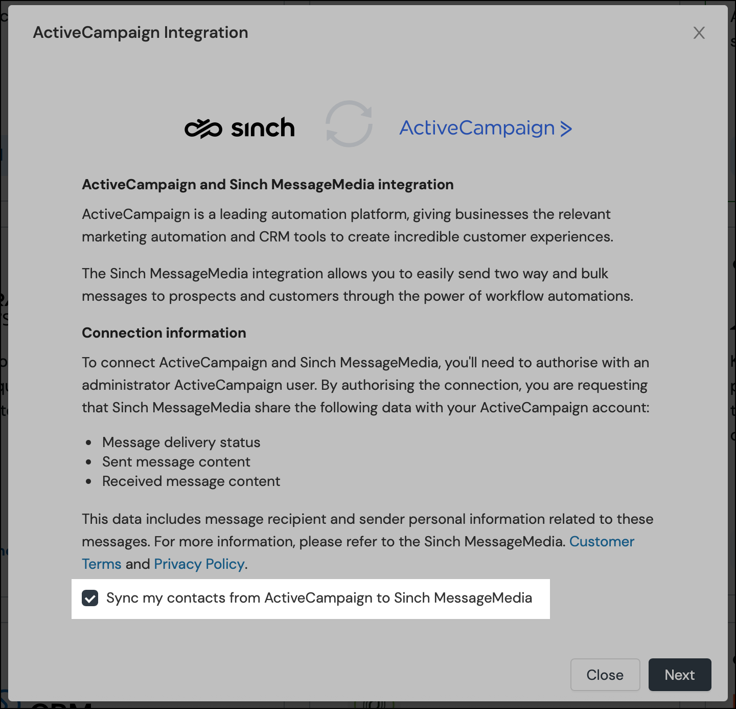 ActiveCampaign - sync your contacts.