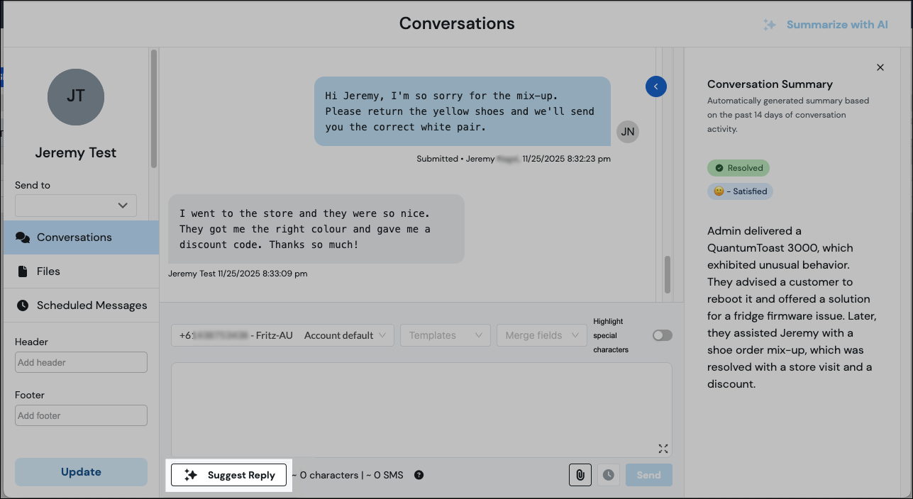 AI suggested reply.
