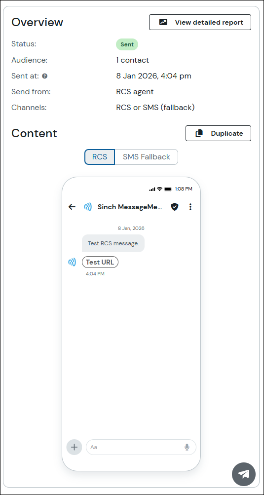 Overview screen (RCS)