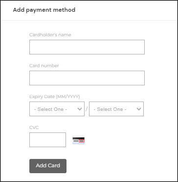 Add payment method modal.