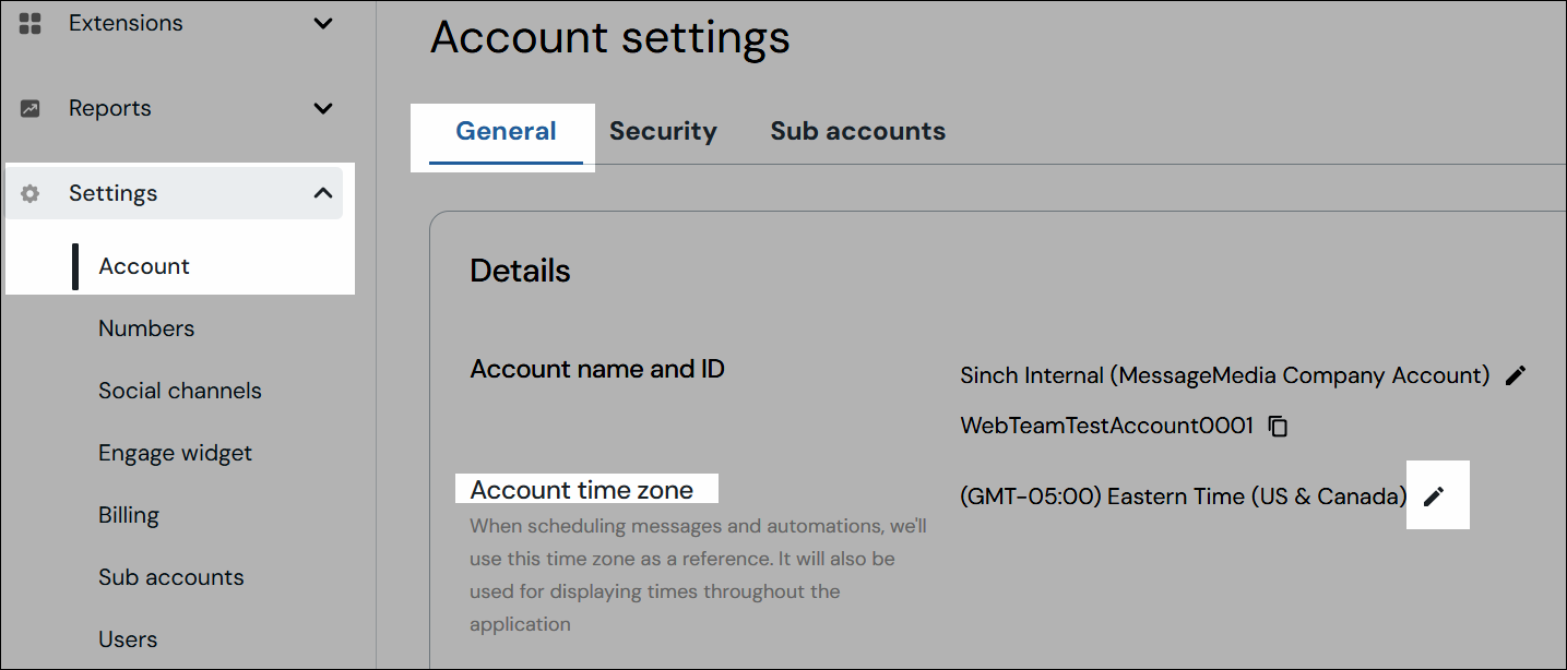 Time zone navigation screenshot.