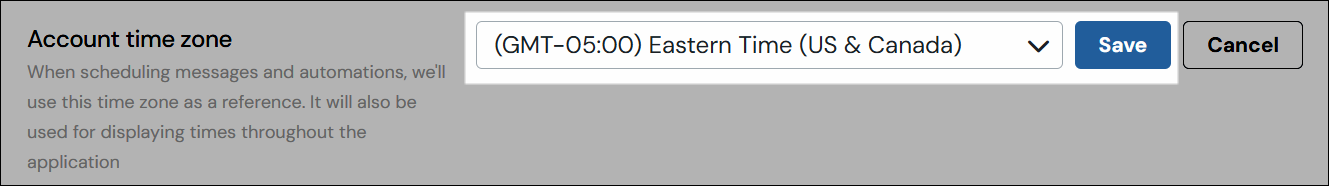 Timezone dropdown menu screenshot.