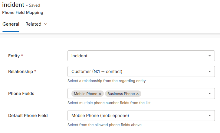 Customer Service Phone Field Mapping.