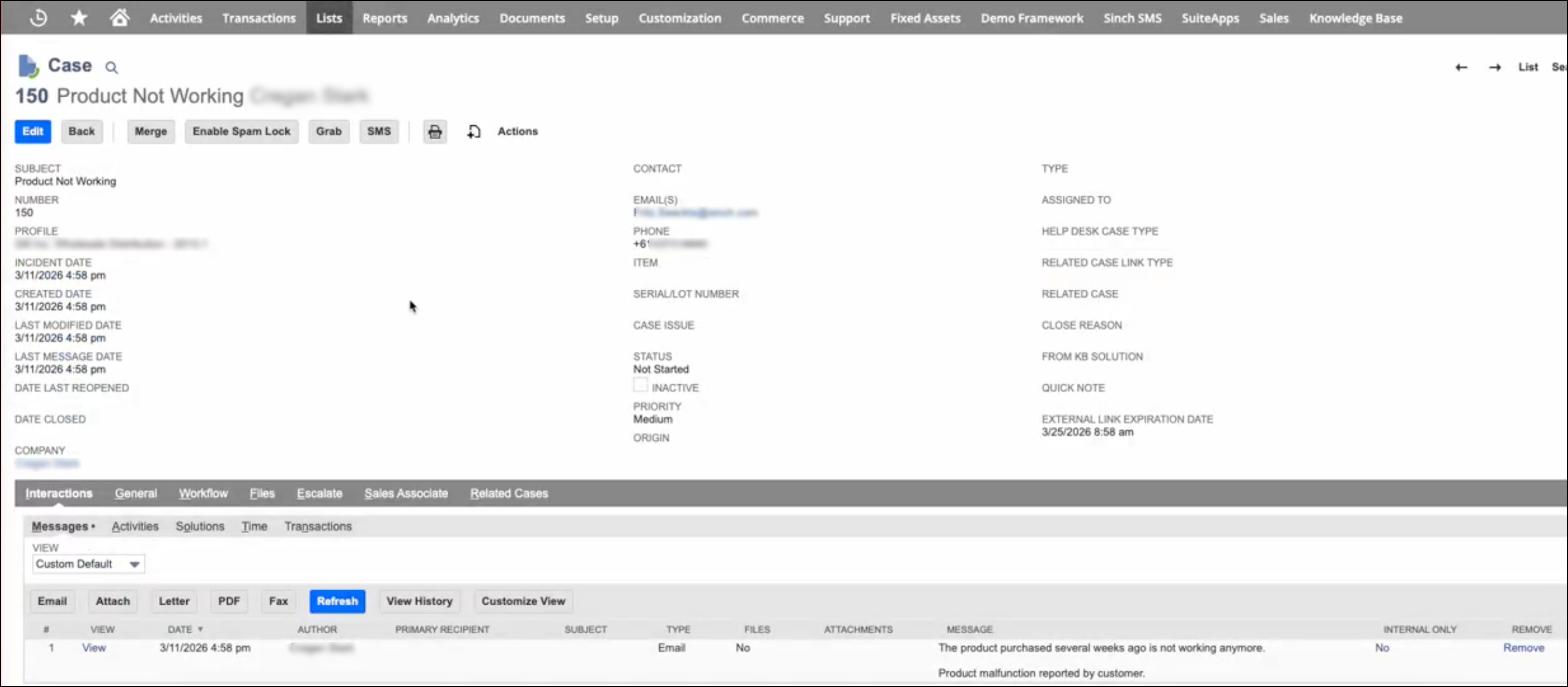 NetSuite productivity assistant support case generated.