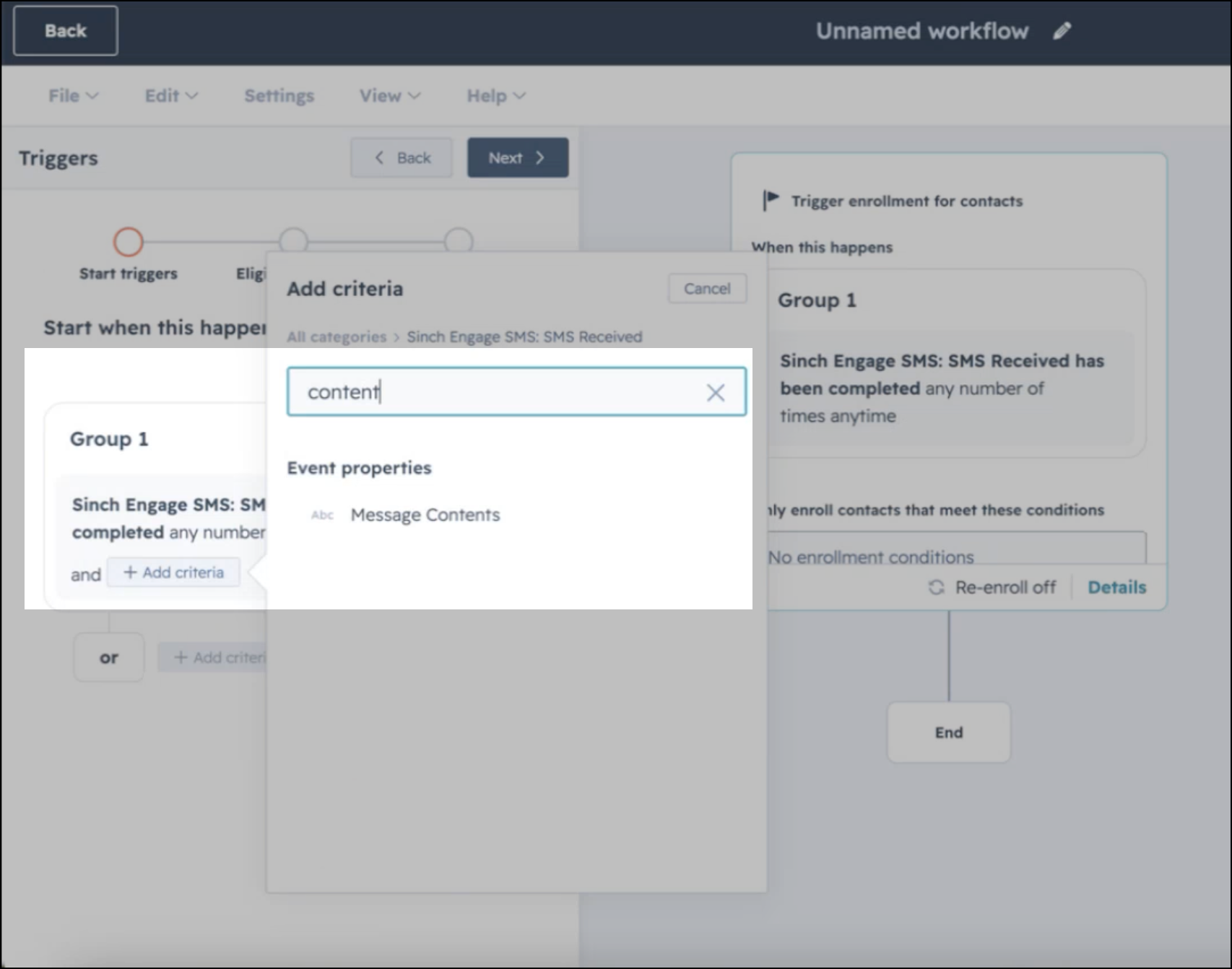 HubSpot workflow add message contents criteria_EN.png